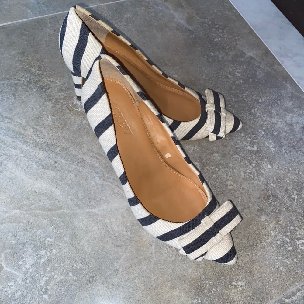 J. Crew Striped Pumps with Bows - Picture 3 of 15